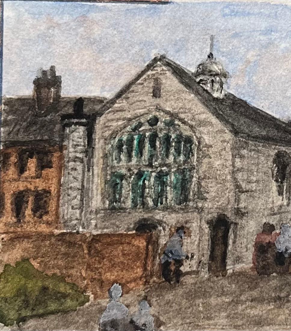 Jack Grunwell; Miniature Watercolor of Chapel of the Three Kings, Christmas Steps in Bristol - 5