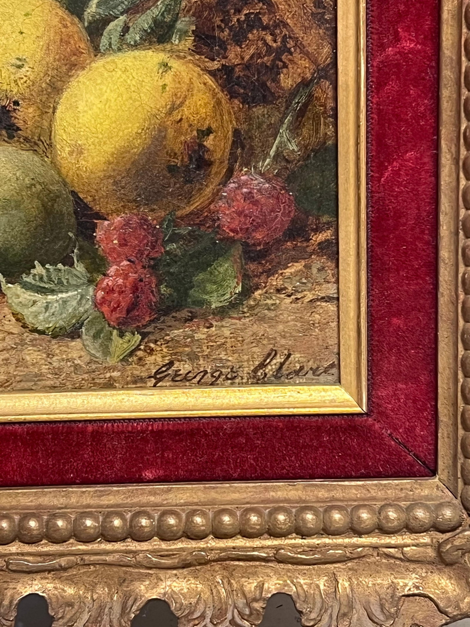George Clare; Fine Victorian English Still Life Oil Painting Fruit on the Ground Beautiful - 10