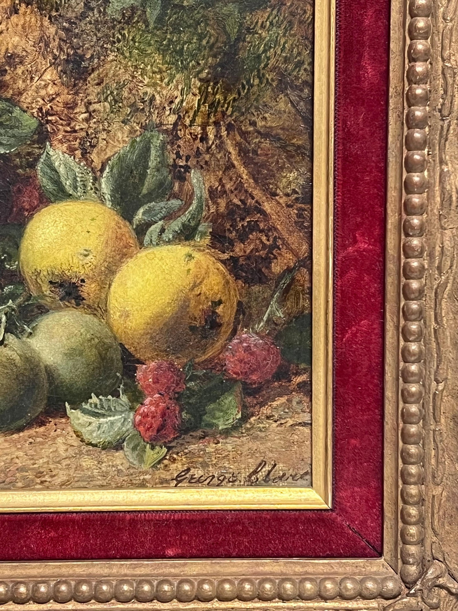 George Clare; Fine Victorian English Still Life Oil Painting Fruit on the Ground Beautiful - 6