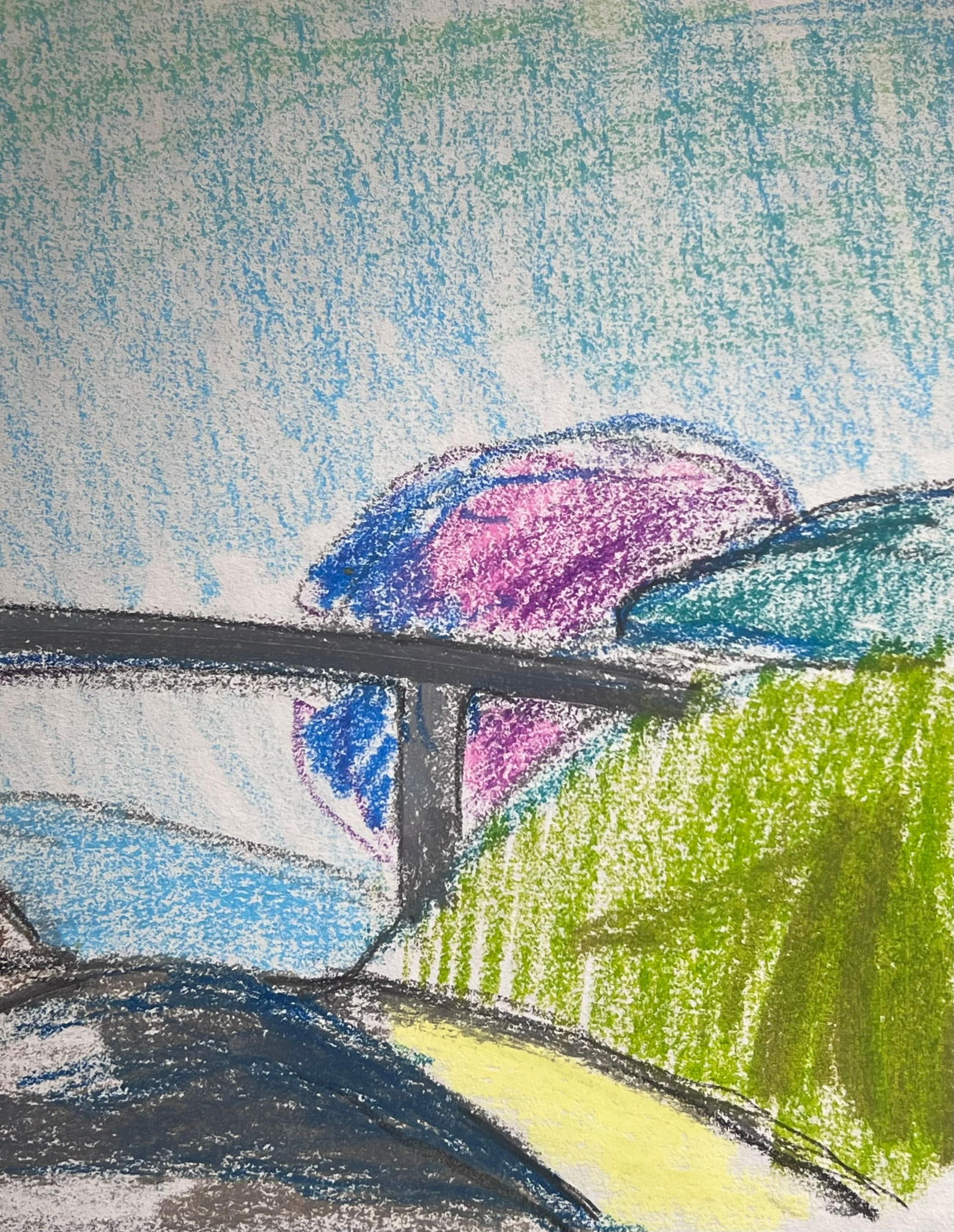 Akos Biro; 20th Century French Expressionist Grey Bridge Over Colourful Track Landscape - 5