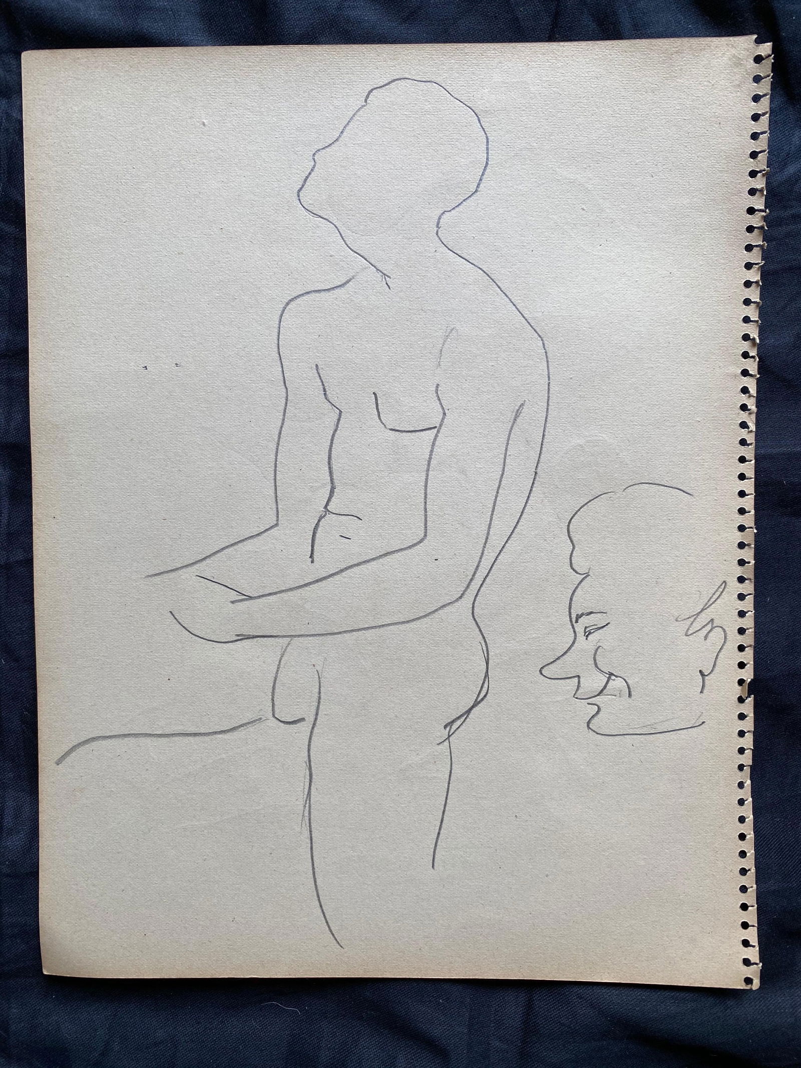 Mid 20th Century French Original Line Drawing Sketch Figure Men- Stamped, Mid-20th Century - 4