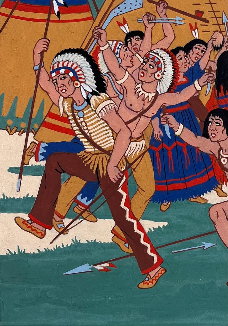 Emile GALLOIS (1882-1965); French Gouache Painting of Sioux Scalp Dance Ritual in South Dakota - 6