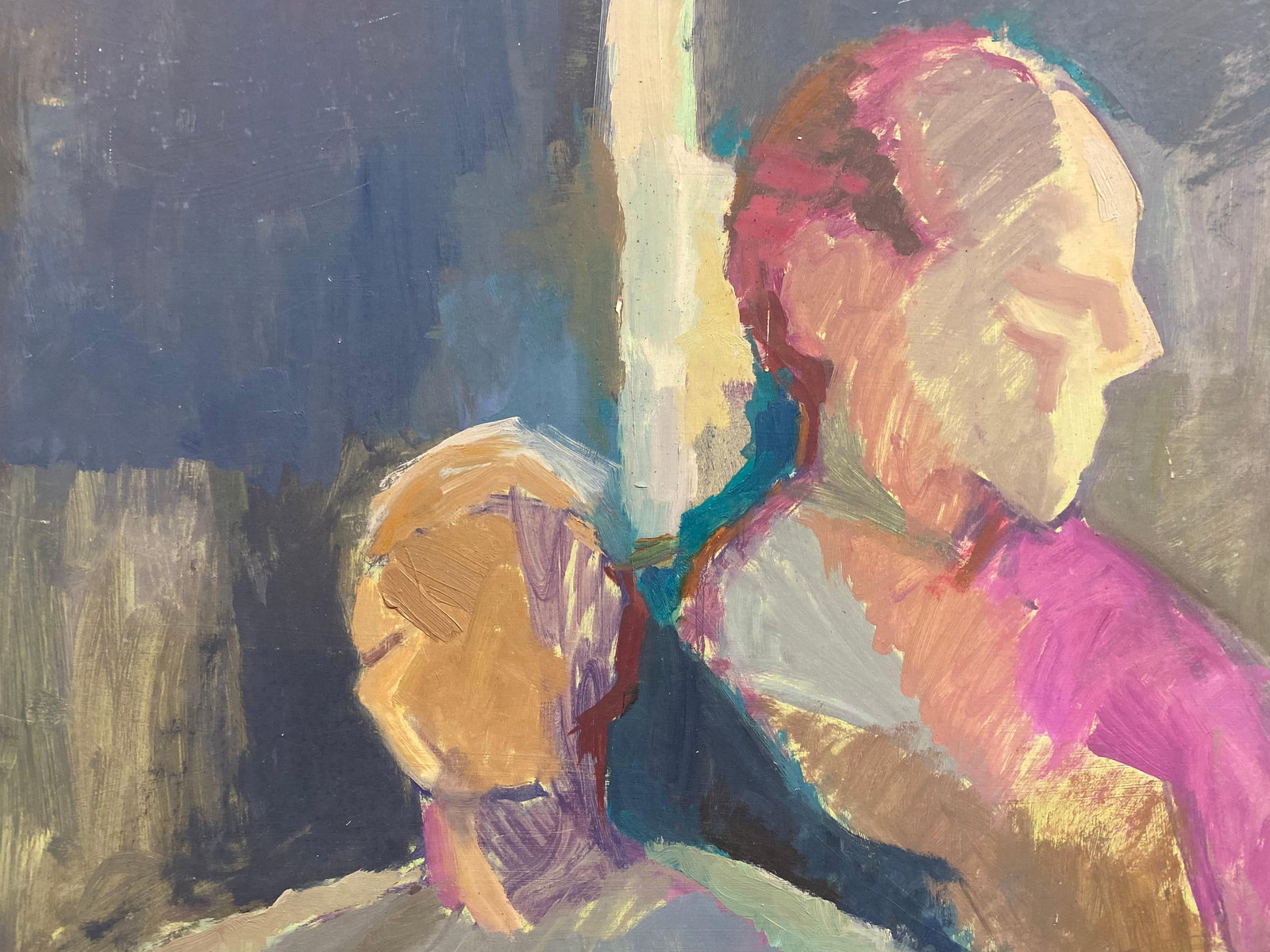 Large 1960's British Original Oil Painting, Abstract of Two Men, circa 1960s - 8