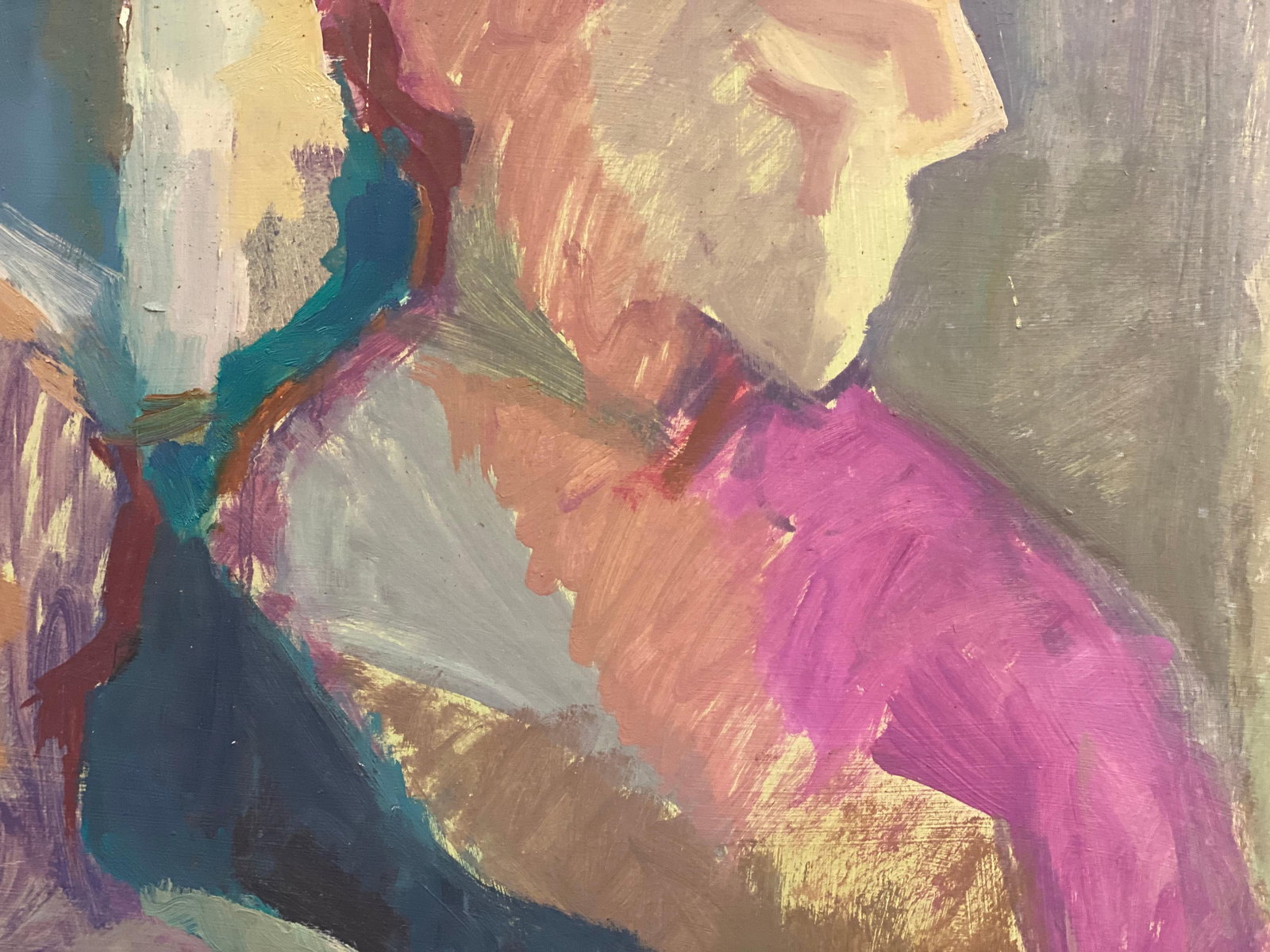 Large 1960's British Original Oil Painting, Abstract of Two Men, circa 1960s - 13