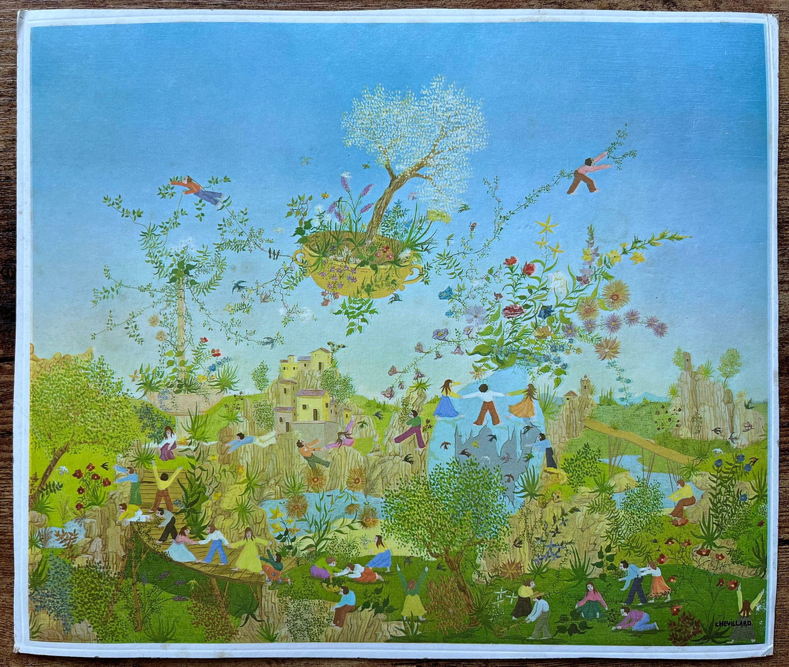 F.T Roussel; French Coastal Landscape with Moored Boat and Cliffside Trees, 1995 - 13