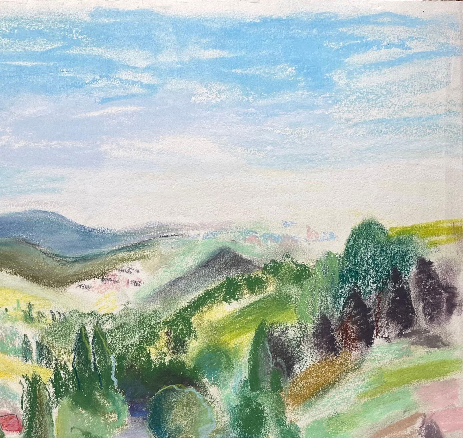 Anne Marie Migette Perard; Mid-20th Century Post-Impressionist Pastel Landscape with River and - 9