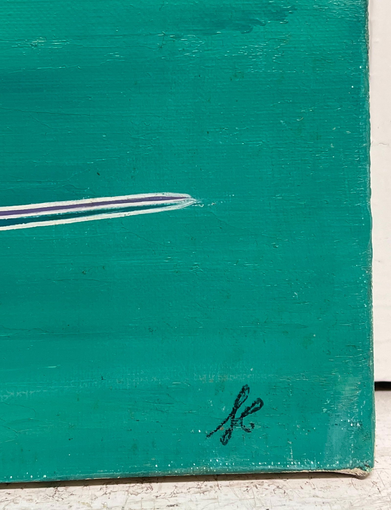 Serge Guerin (1916); Blue Geometric Spires in Turquoise Abstract Surrealist Composition Oil Painting - 12