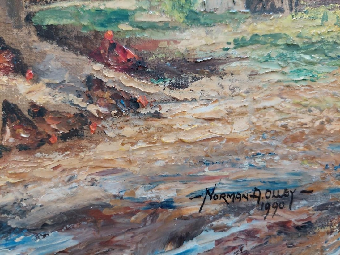 English School; Traditional English Painting Chickens at Farm in Thames Ditton Surrey, 20th Century - 6