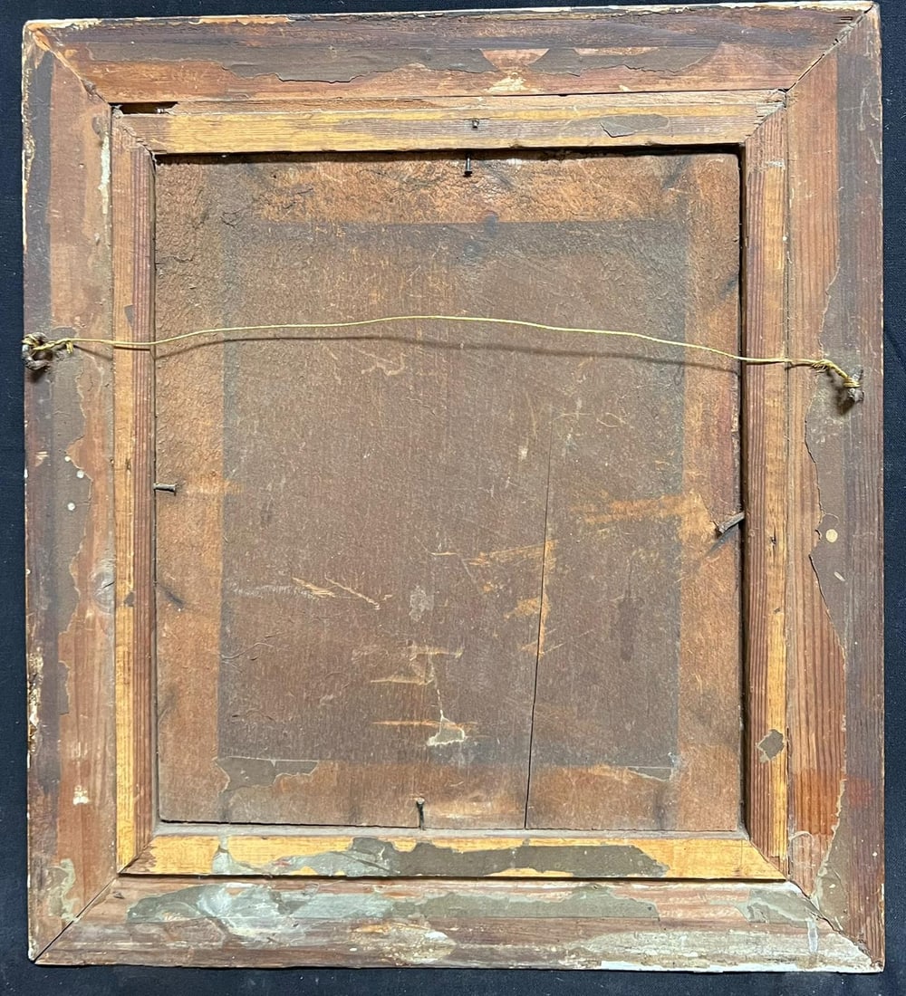 English Victorian Oil ; Victorian English Dog Painting White Terrier Looking Alert with Red Collar - 3