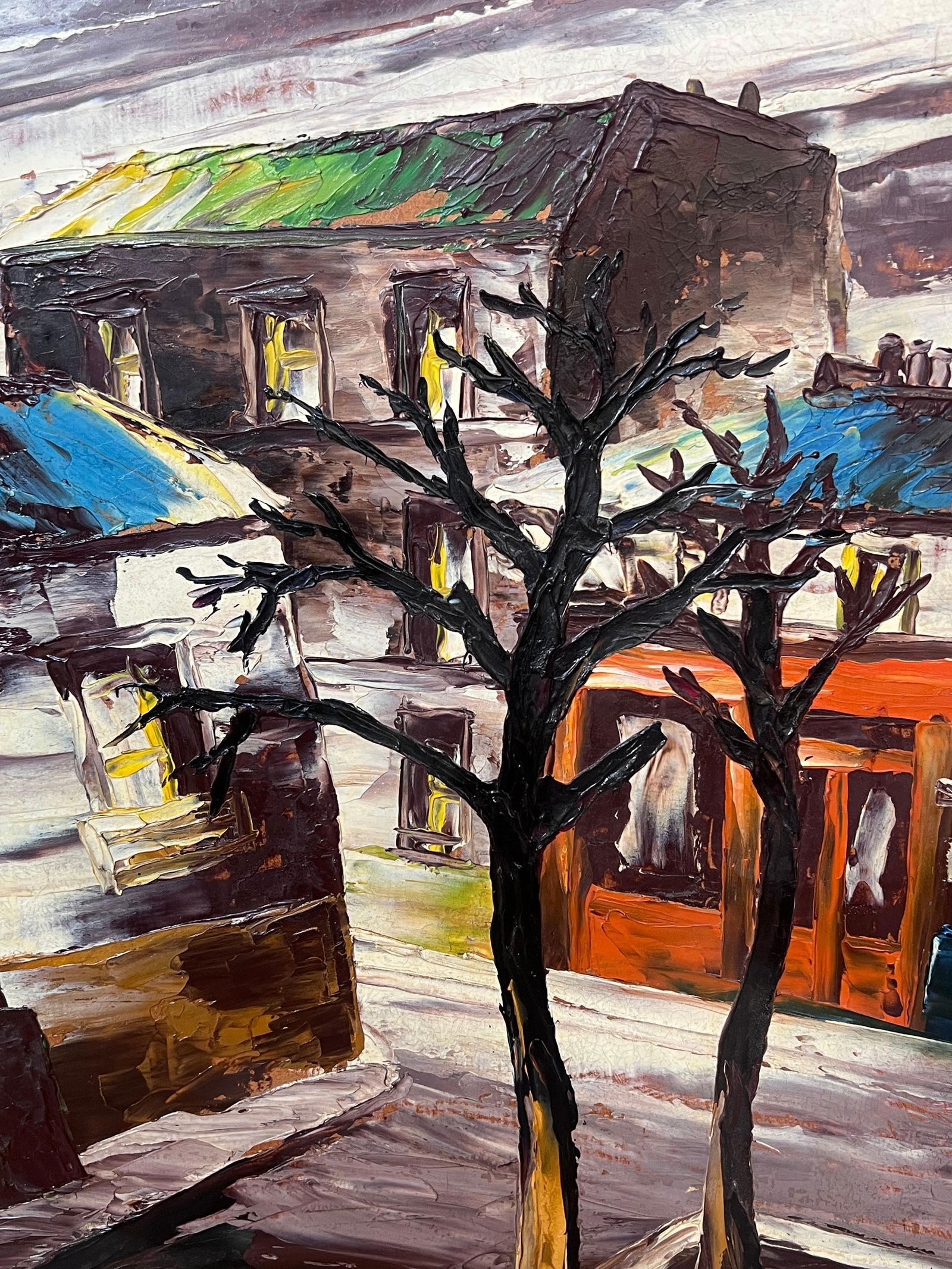 Léon Schwartz - Abrys; 20th Century French Expressionist Oil Painting City Streets at Night - 2