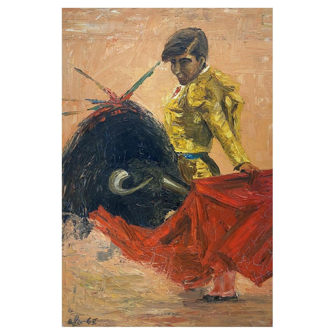 Fernand Audet French Impressionist Oil, The Matador & Bull Fight, Mid-20th Century - 11