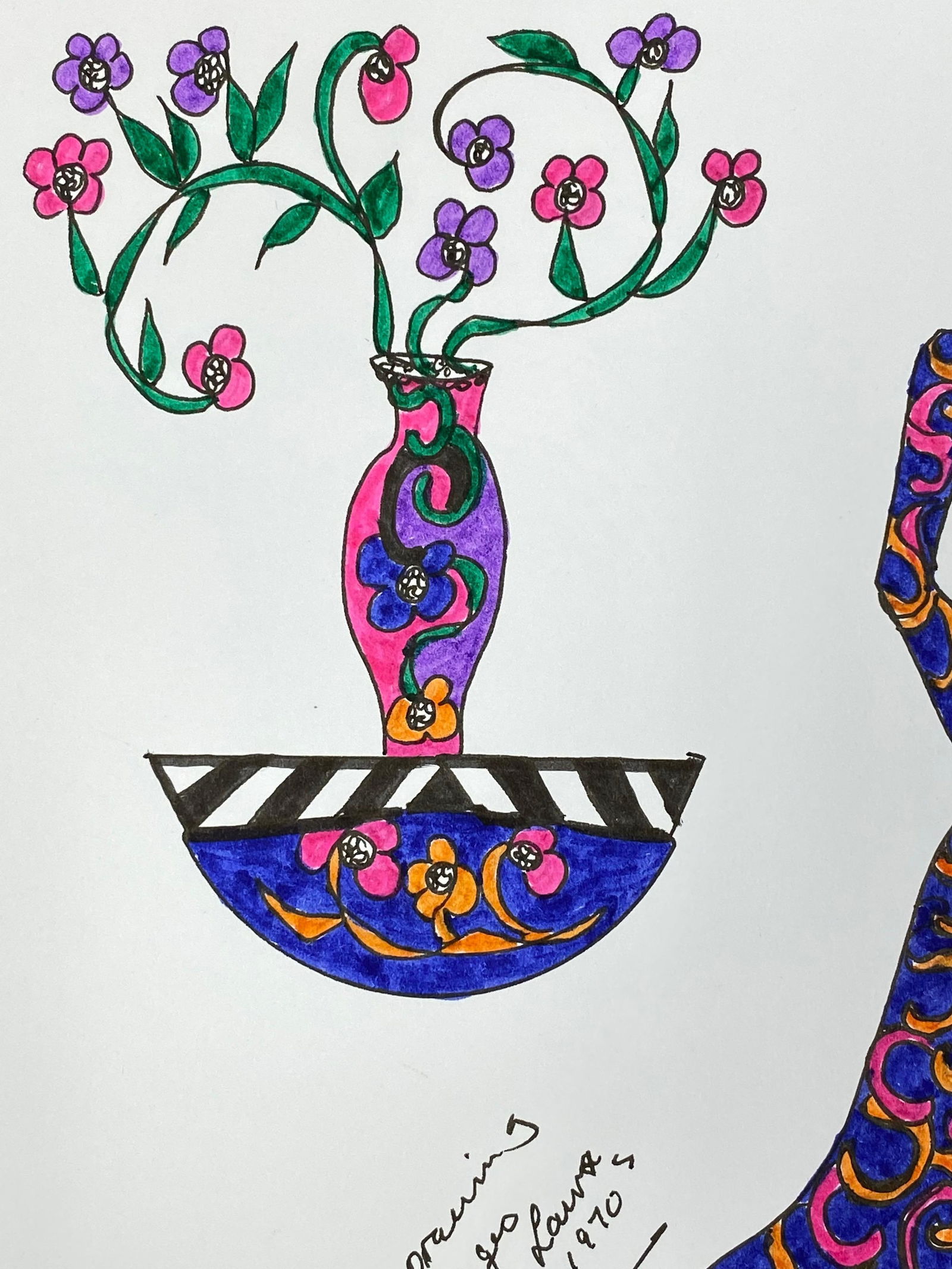 Original Fashion Design Illustration Watercolor Painting Laura Ashley Designer, circa 2000s - 10