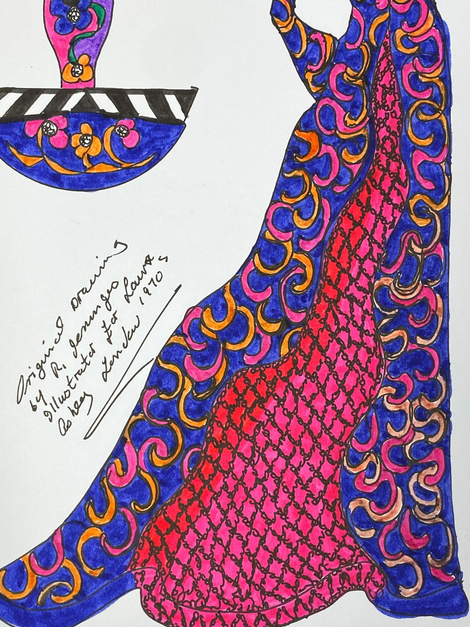 Original Fashion Design Illustration Watercolor Painting Laura Ashley Designer, circa 2000s - 14