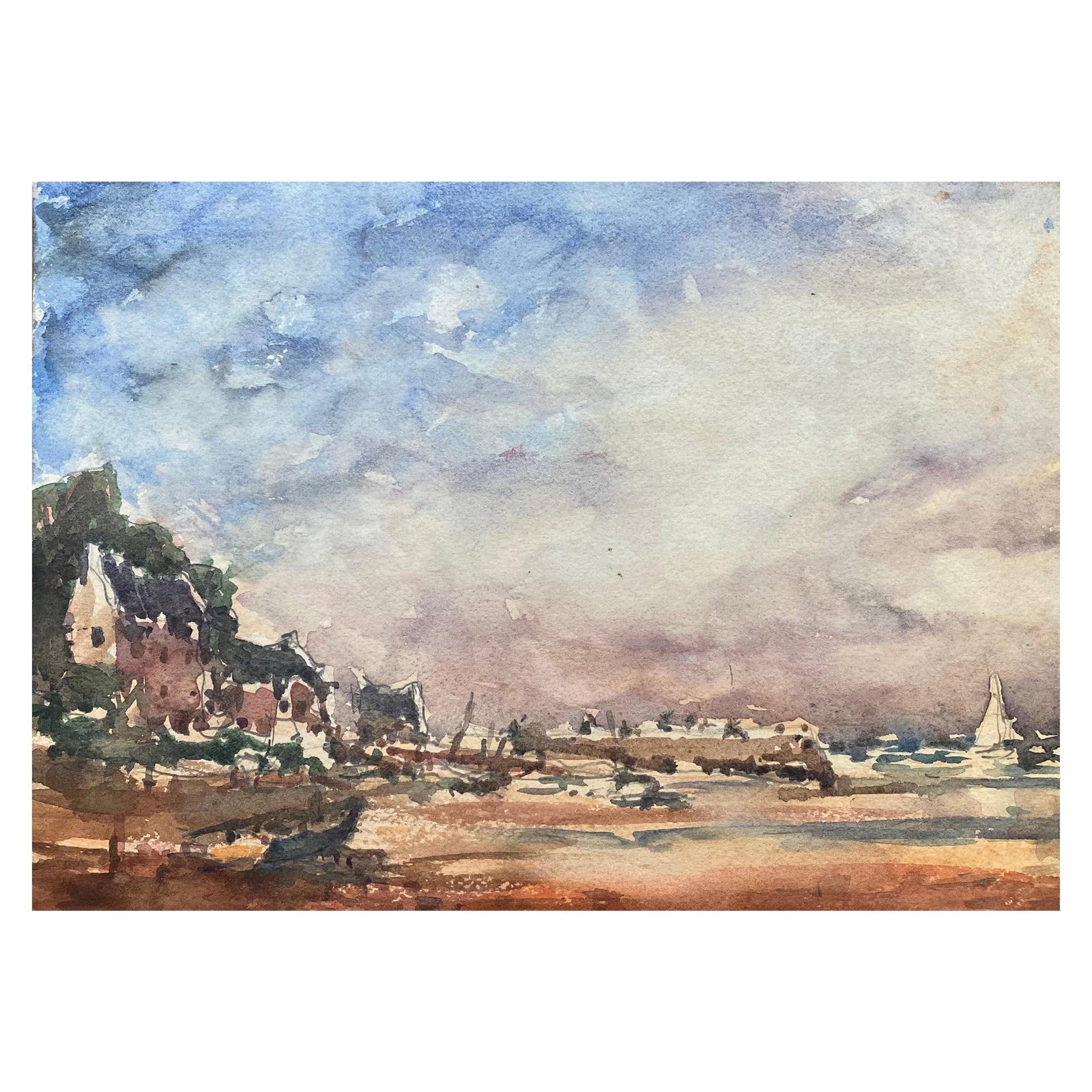 Maurice Mazeilie, French Impressionist Watercolour - Beach Landscape, 20th Century (1 of 6)