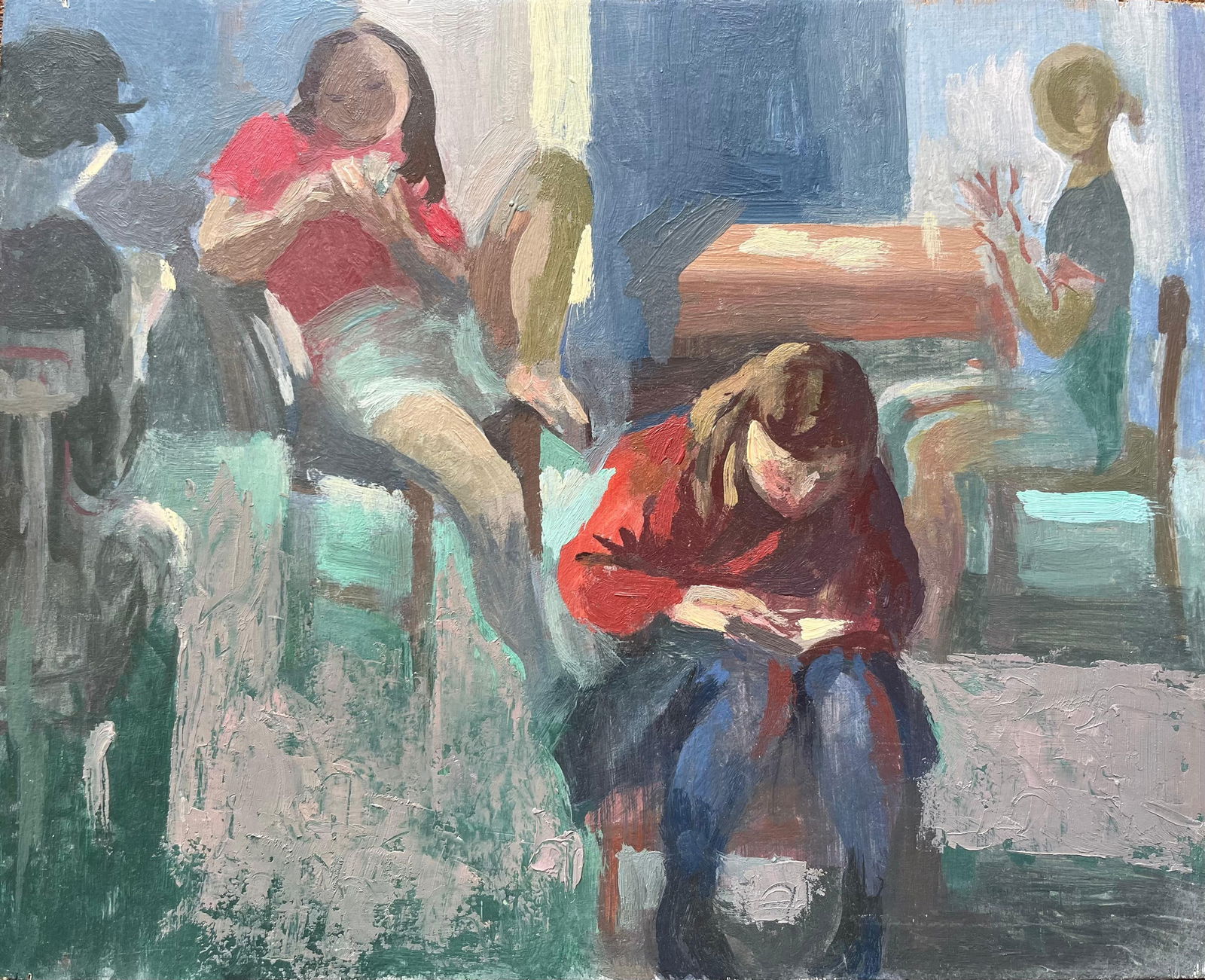 Bernadette Kelly; Modernist French Oil Painting Group of Women in an Interior Setting - 7