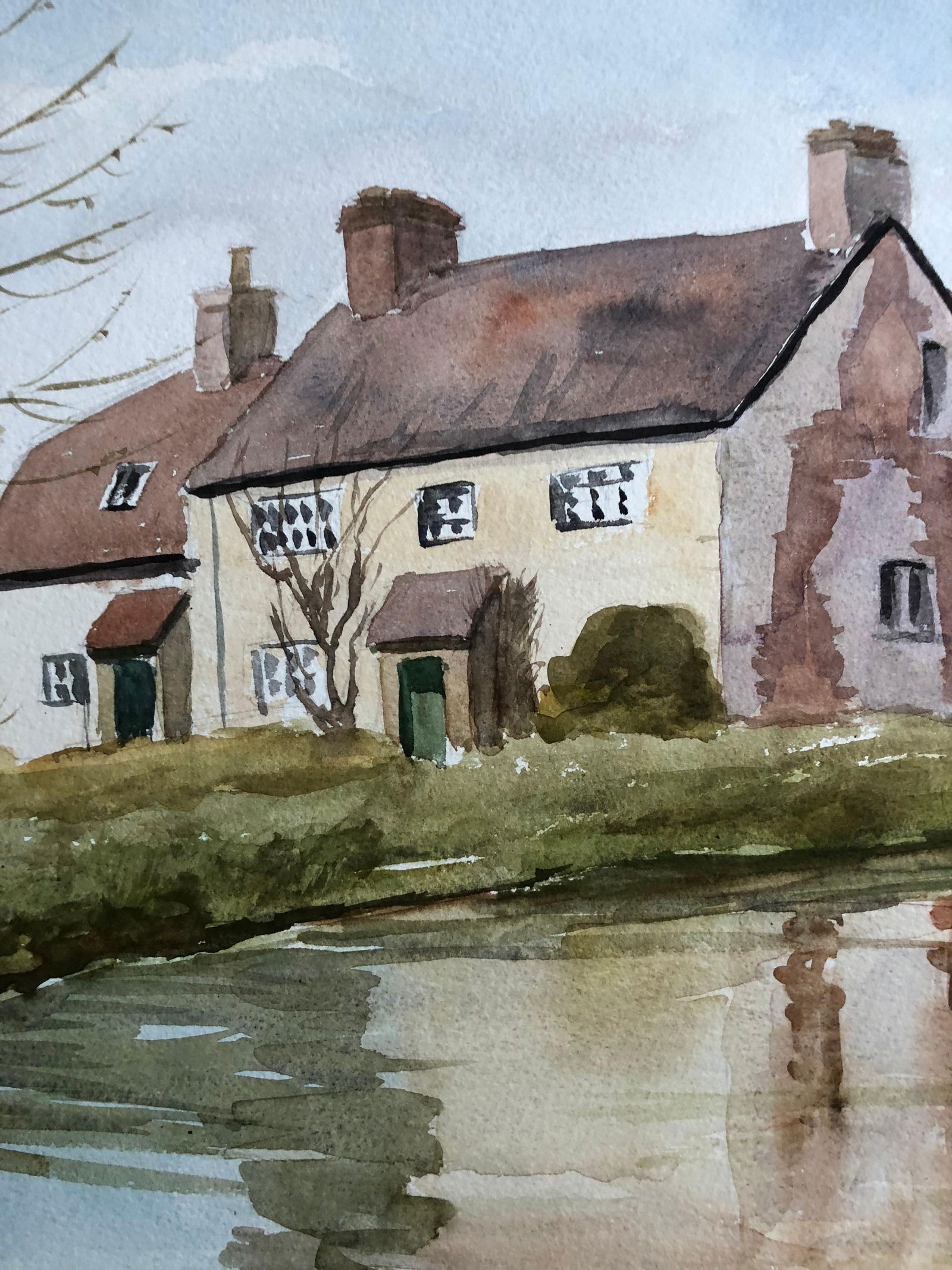 Honey Street, Original British Watercolour Painting, circa 1970s - 2