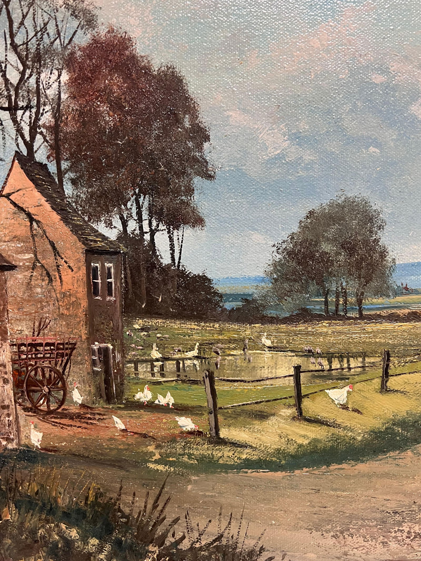 Nigel Hallard (1936-2020); Large Traditional English Oil Rural Farm Landscape with Chickens House & - 7