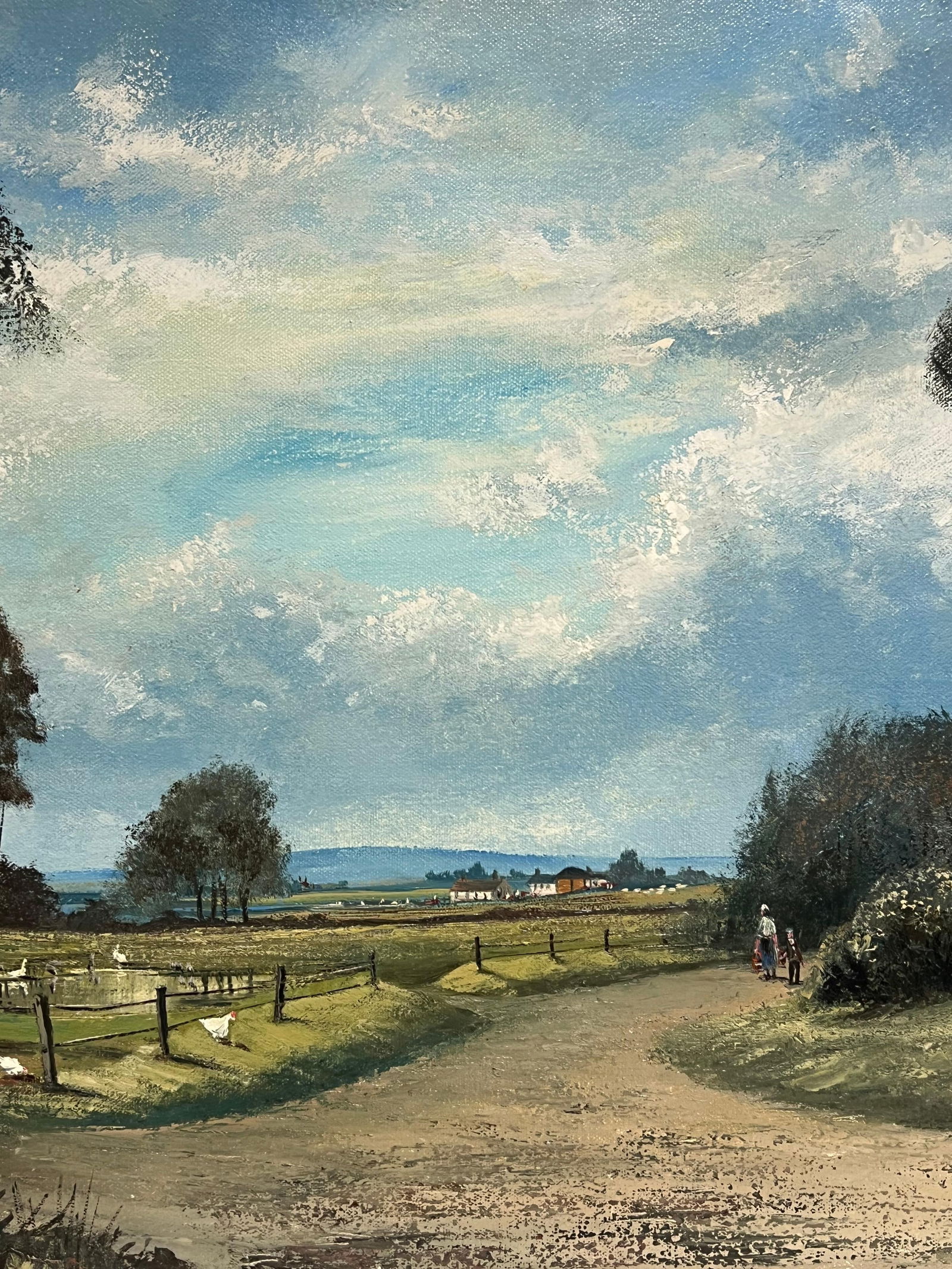 Nigel Hallard (1936-2020); Large Traditional English Oil Rural Farm Landscape with Chickens House & - 13