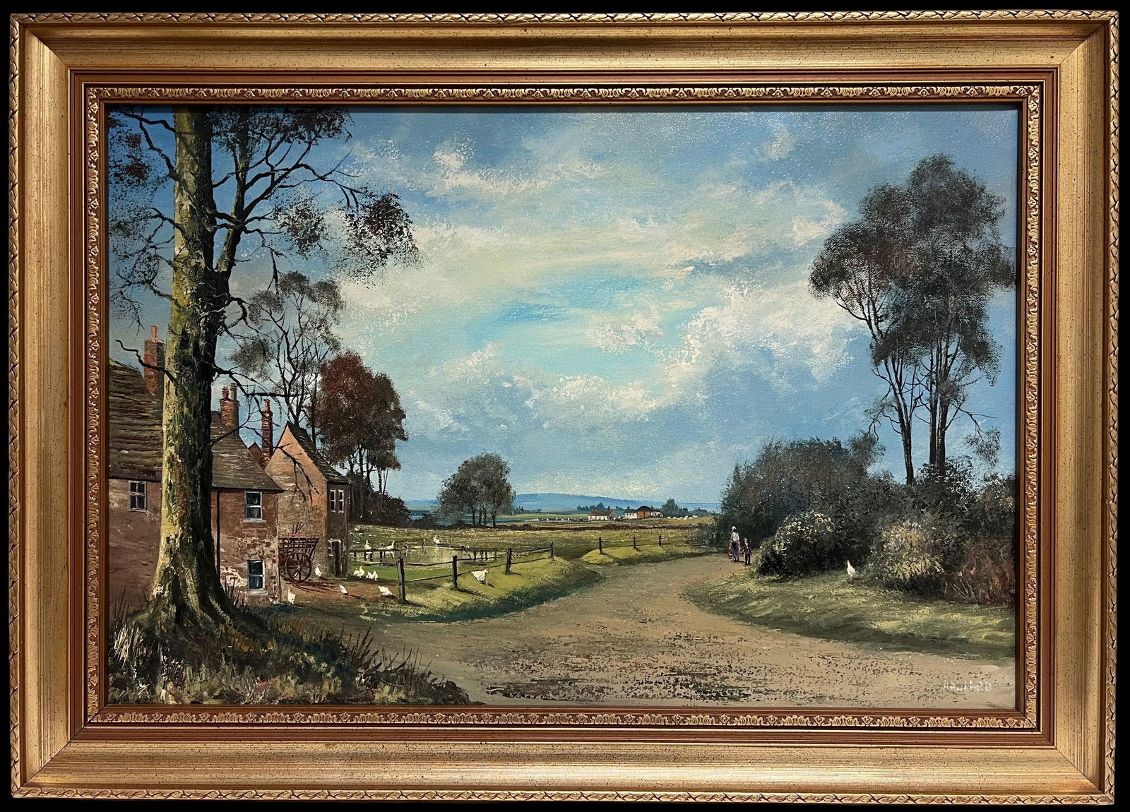 Nigel Hallard (1936-2020); Large Traditional English Oil Rural Farm Landscape with Chickens House & - 4