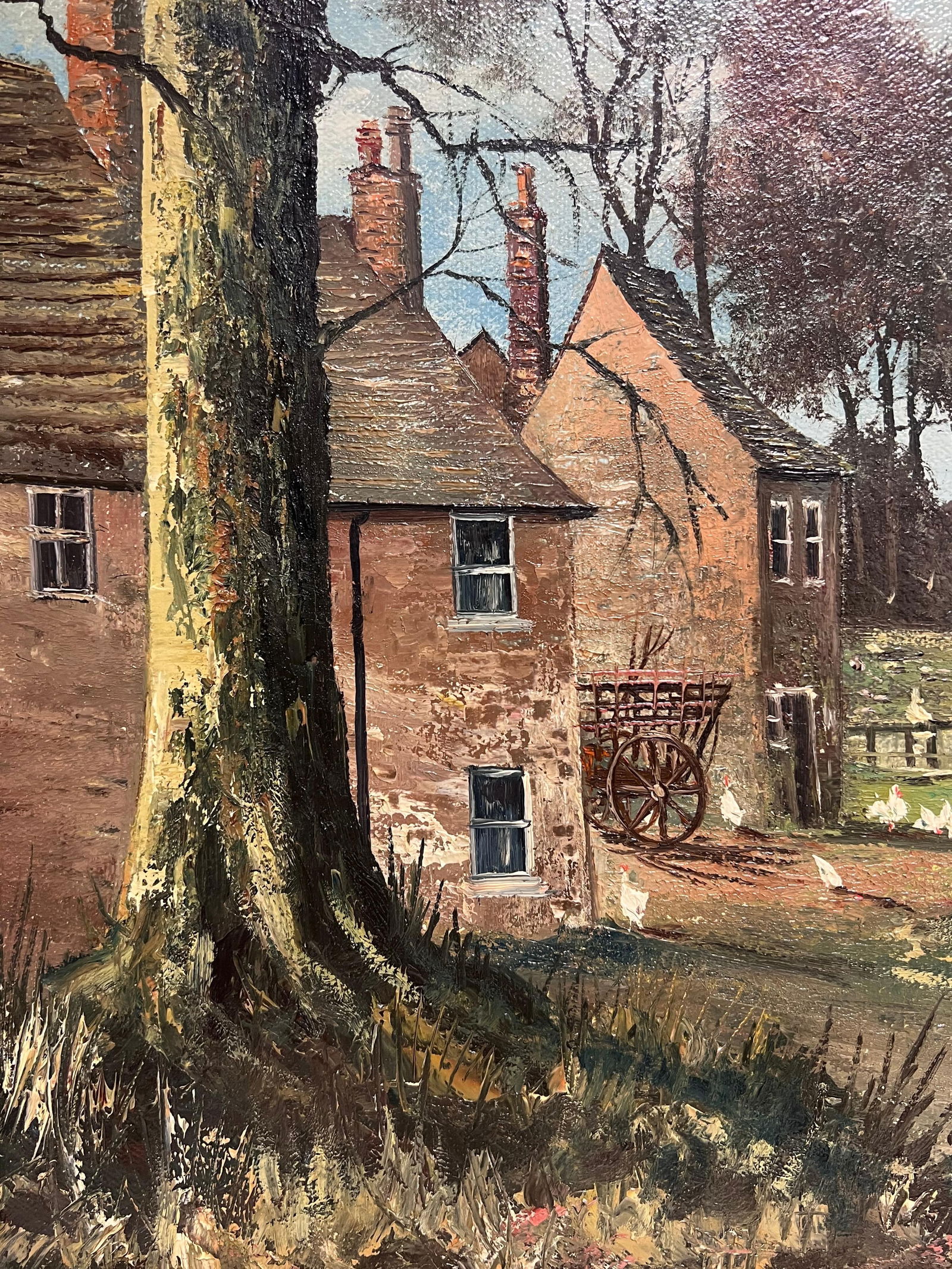 Nigel Hallard (1936-2020); Large Traditional English Oil Rural Farm Landscape with Chickens House & - 6