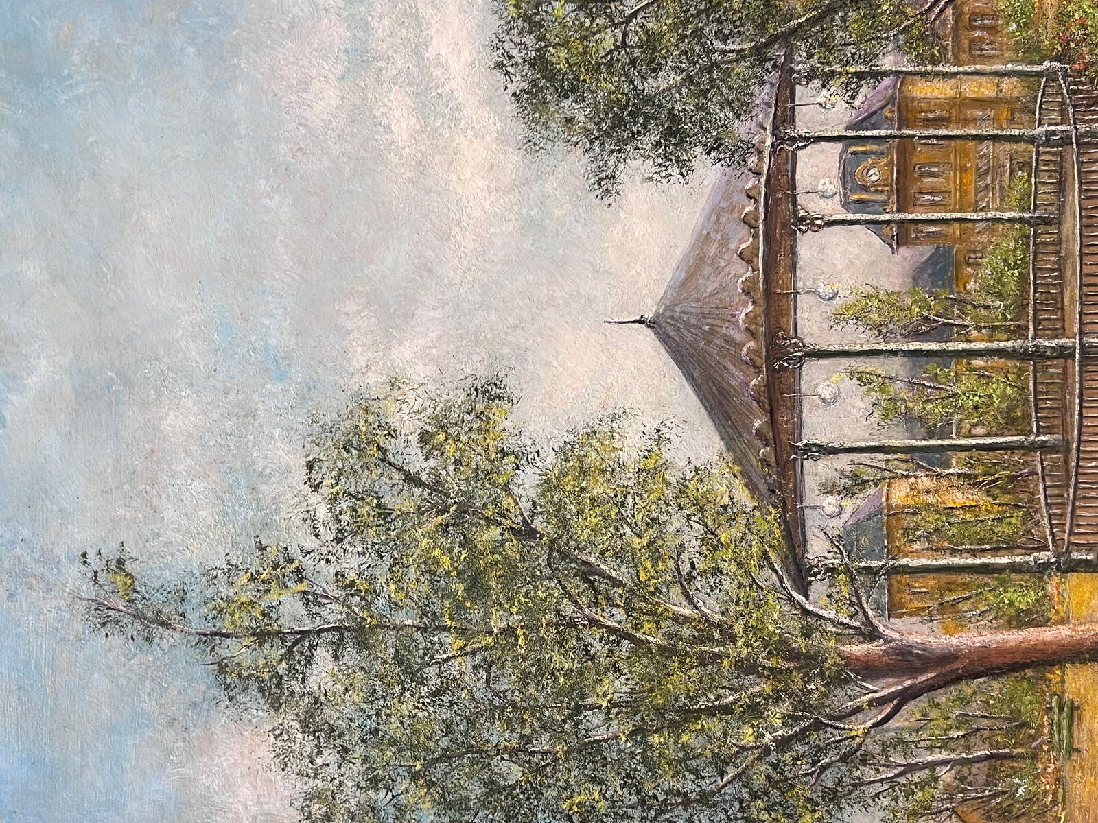 Jean Fourie; Summer Grandstand In a Floral Garden Grounds Oil Landscape Painting - 2