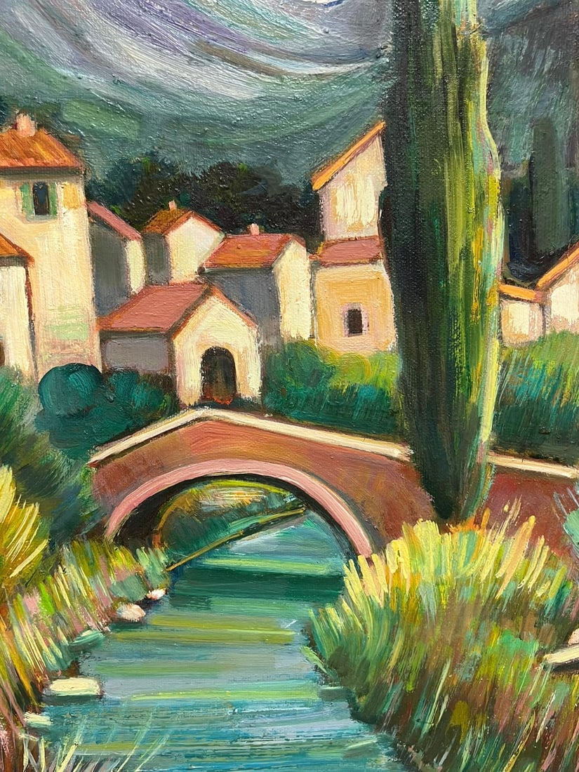 Max Toutain; 20th Century French Oil Provencal River Landscape & Trees Signed Painting - 2
