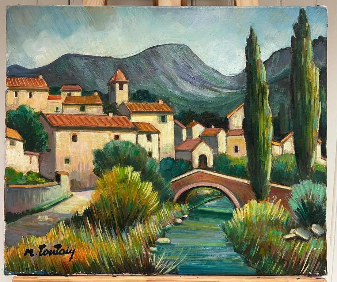 Max Toutain; 20th Century French Oil Provencal River Landscape & Trees Signed Painting - 5