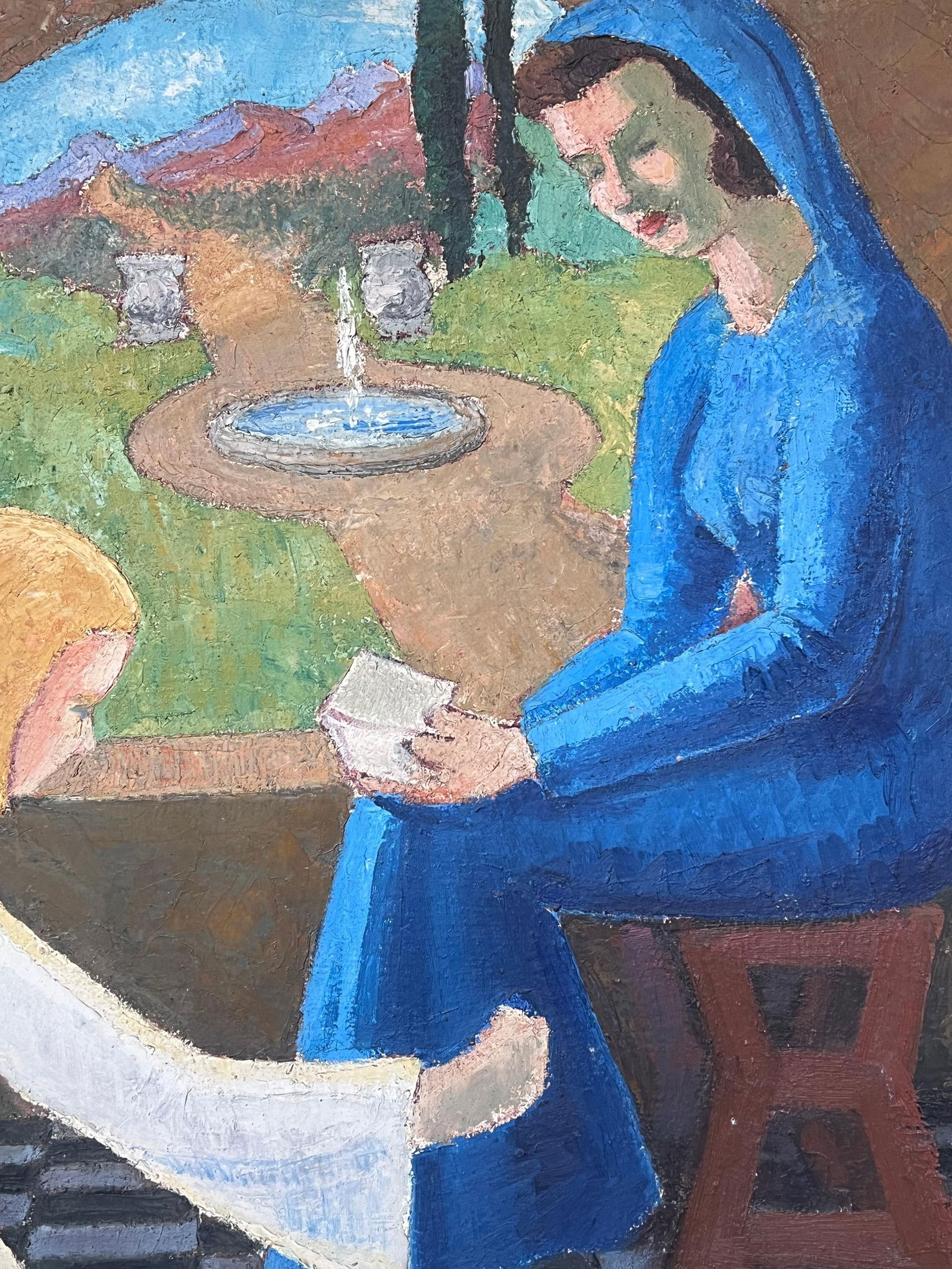 Large 1920's French Nabis School Oil Painting The Annunciation Mary & Angel, 1920's - 7