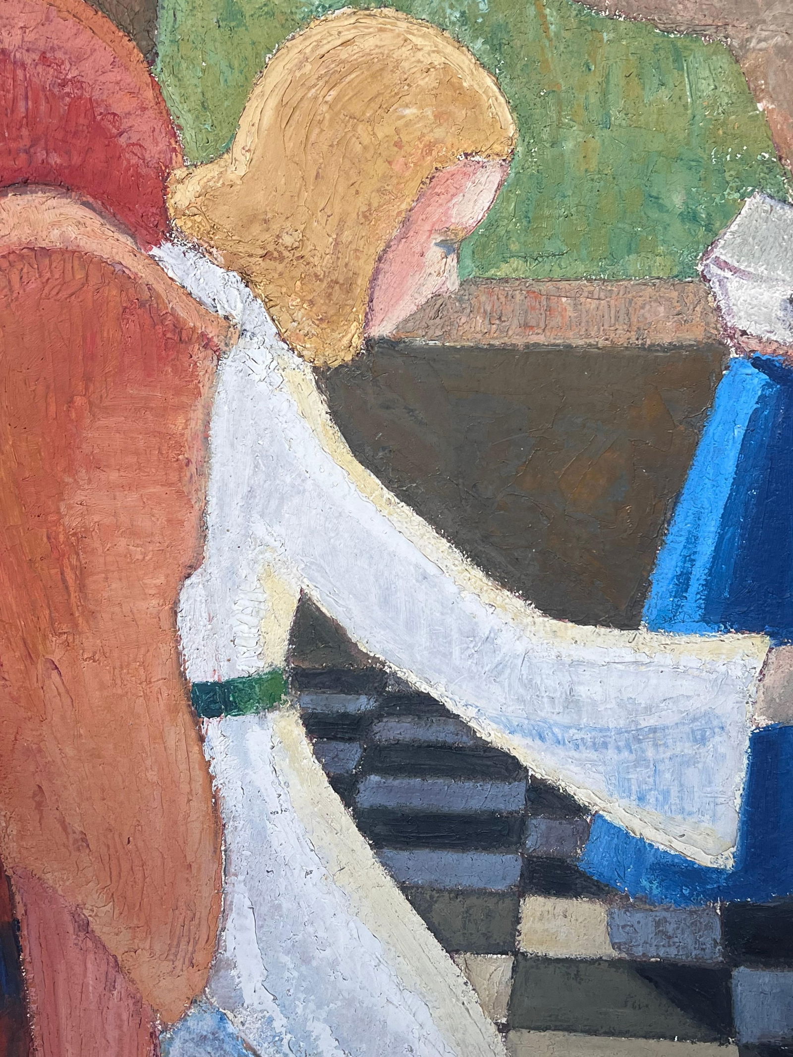 Large 1920's French Nabis School Oil Painting The Annunciation Mary & Angel, 1920's - 12