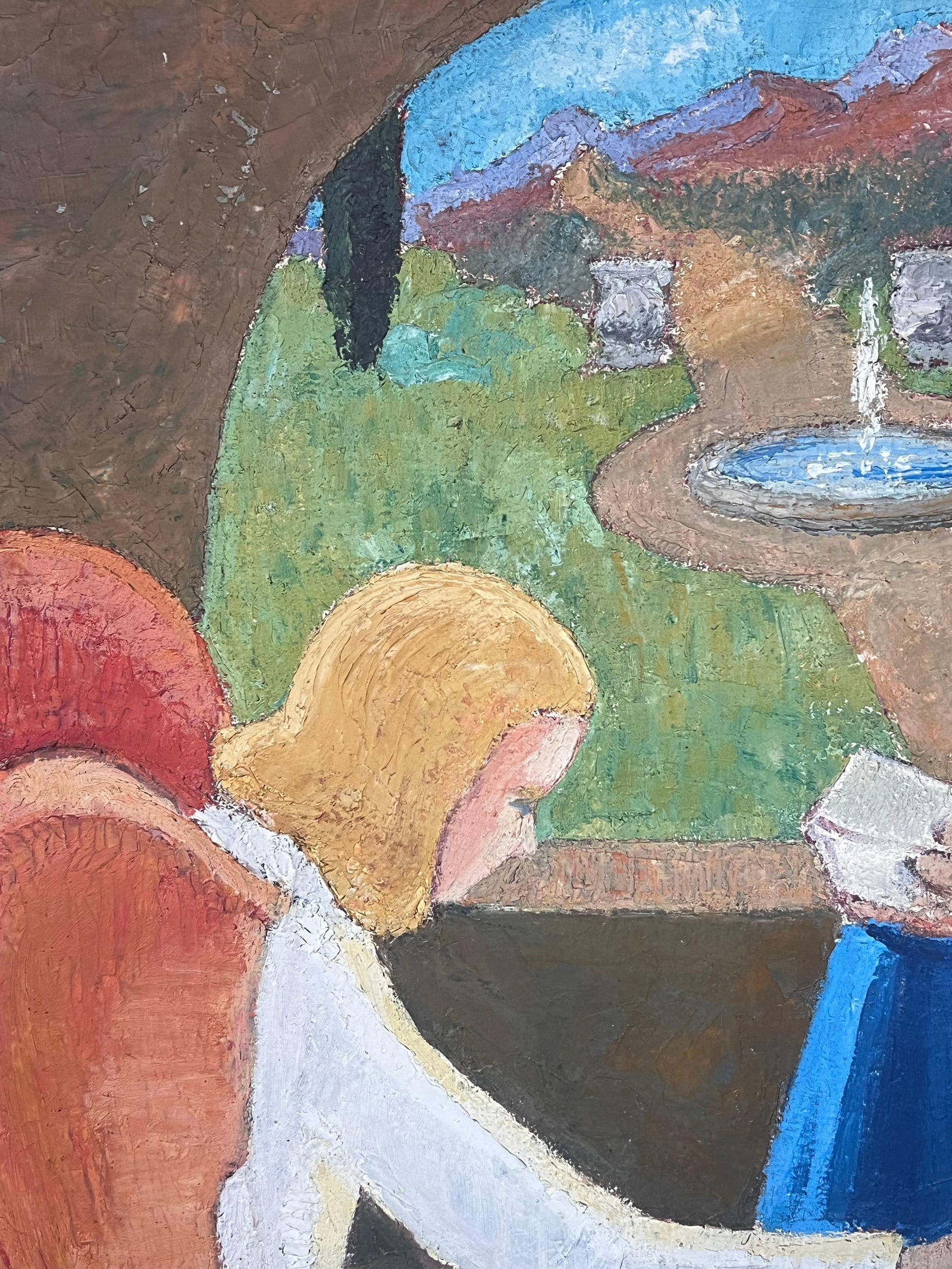 Large 1920's French Nabis School Oil Painting The Annunciation Mary & Angel, 1920's - 6