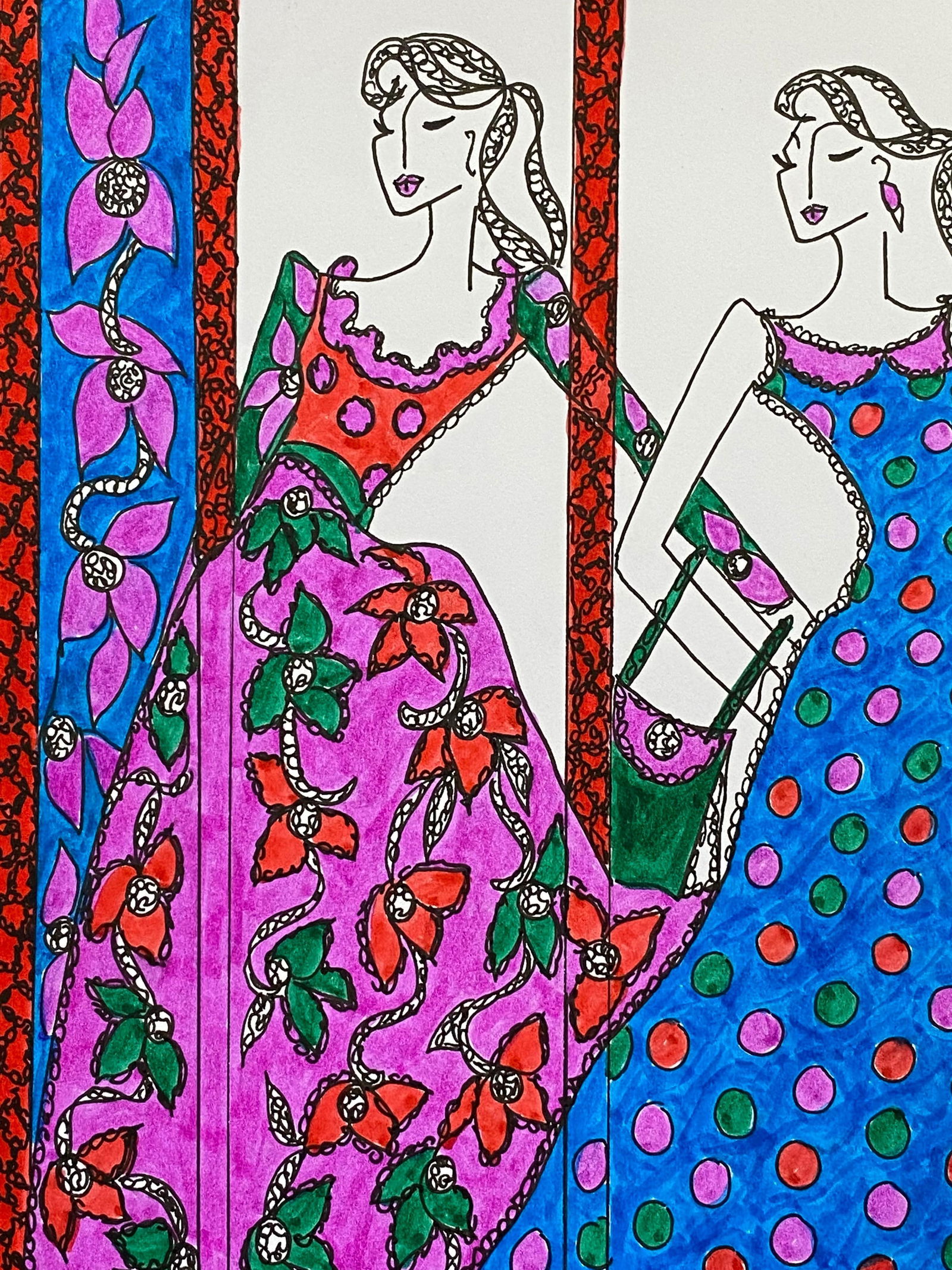 Original Fashion Design Illustration Watercolor Painting Laura Ashley Designer, circa 2000s - 5