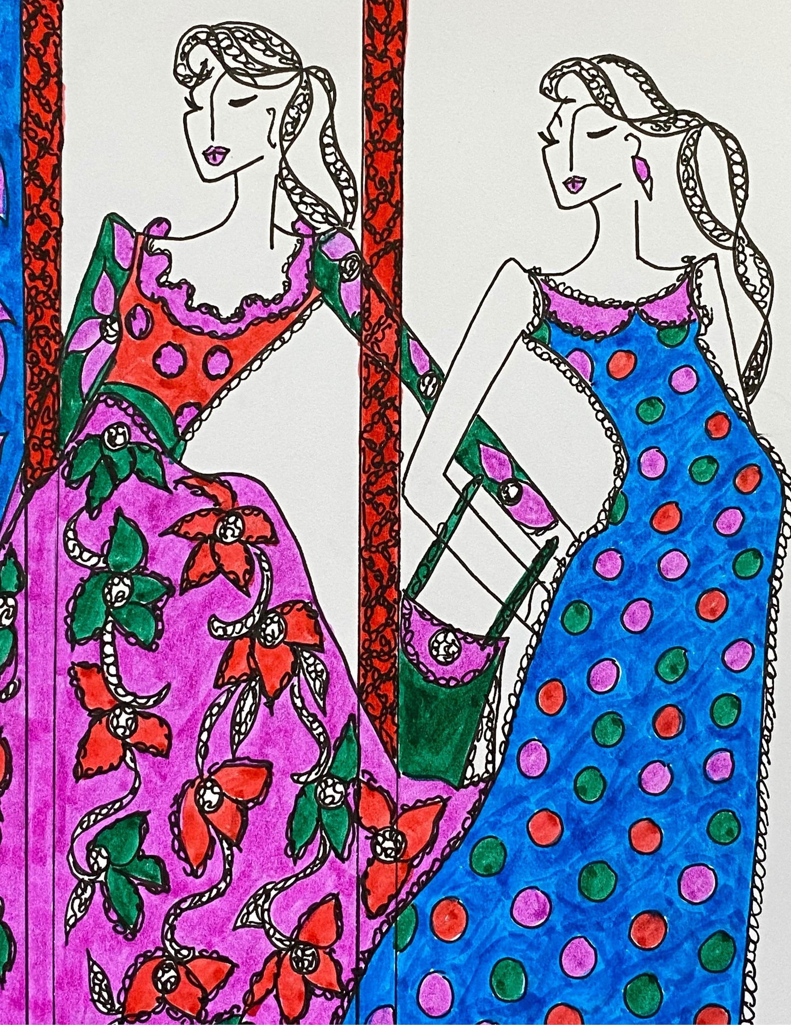 Original Fashion Design Illustration Watercolor Painting Laura Ashley Designer, circa 2000s - 8