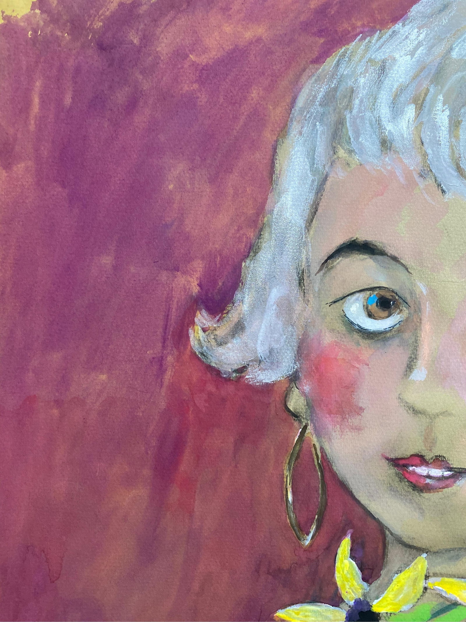 1960's French Portrait Flower Girl Caricature, circa 1960s - 13