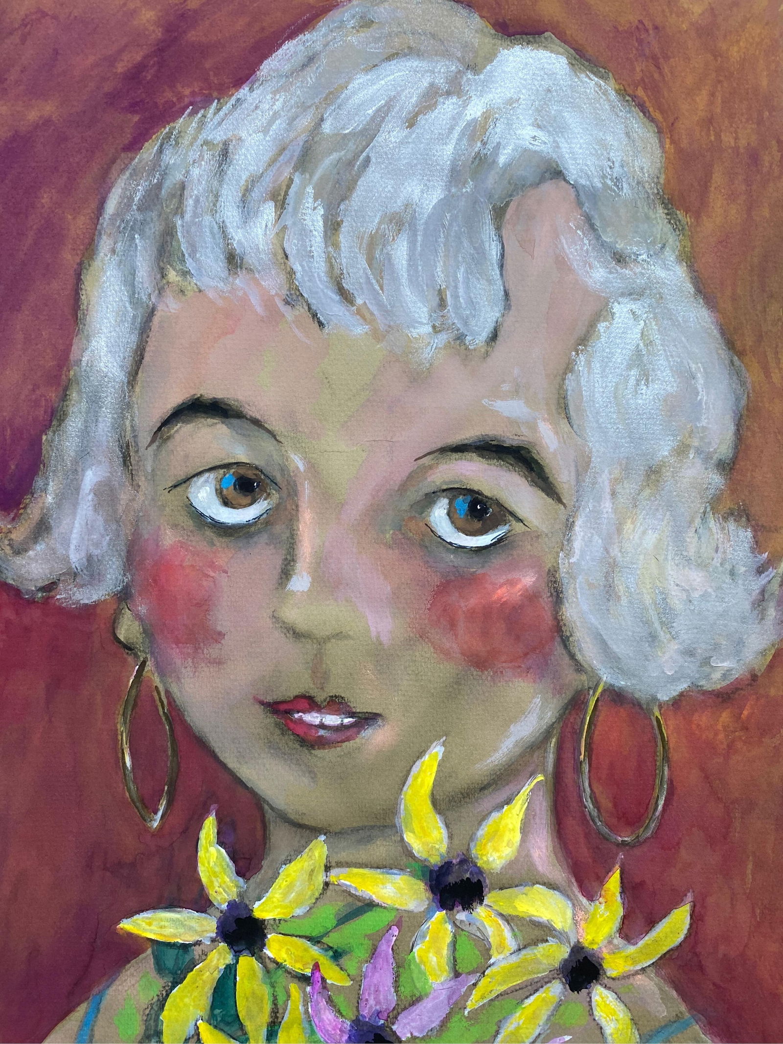 1960's French Portrait Flower Girl Caricature, circa 1960s - 6