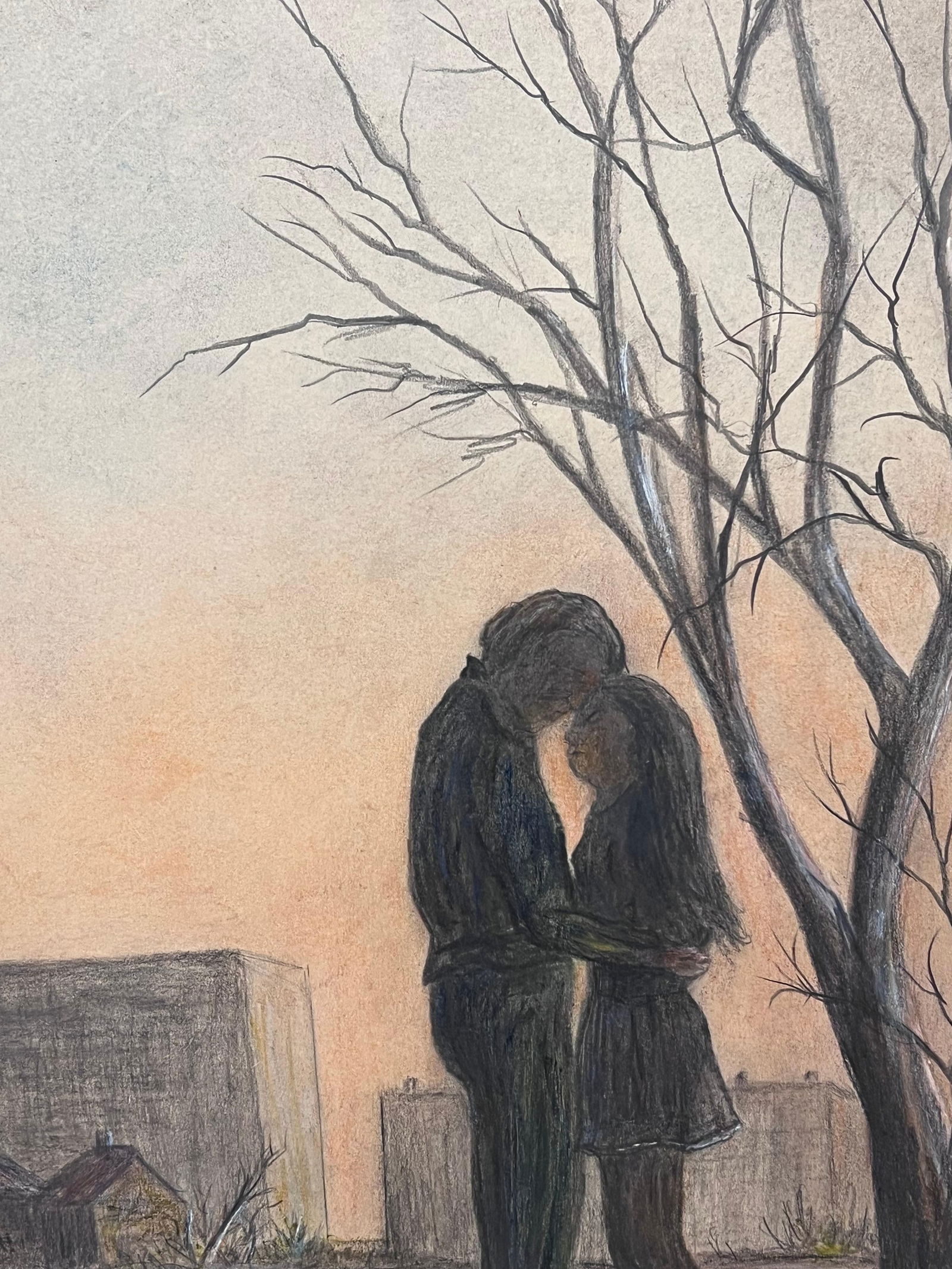 Jean Fourie; Couple In Intimate Moment In Winter Fields Landscape Painting - 9