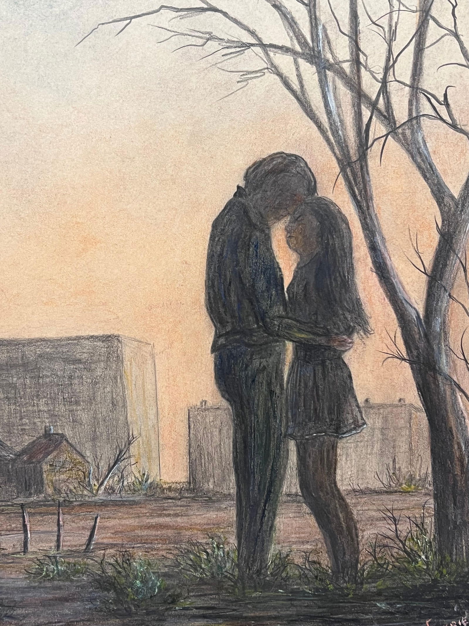 Jean Fourie; Couple In Intimate Moment In Winter Fields Landscape Painting - 10