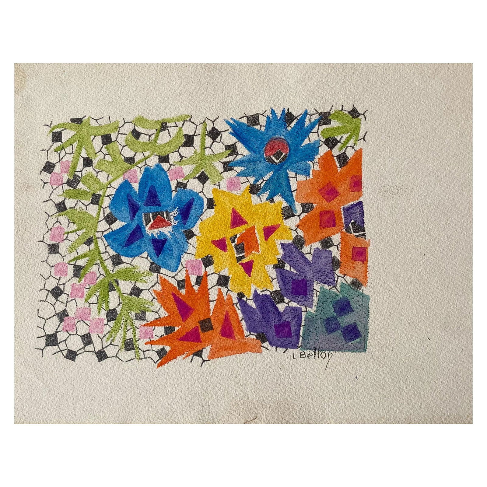 1940's French Post Impressionist Artist Abstract Artwork Design Original, circa 1940s - 4