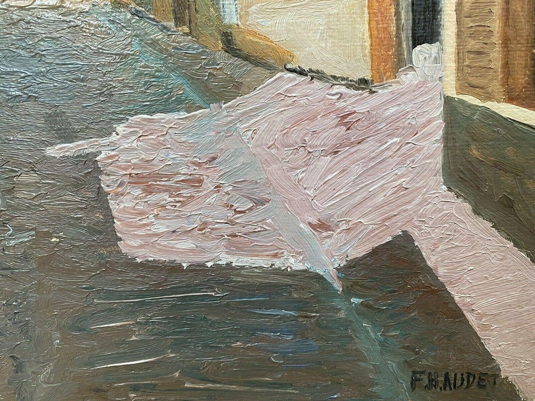 Fernand Audet French Impressionist Oil, Old French Town Buildings, Mid-20th Century - 8