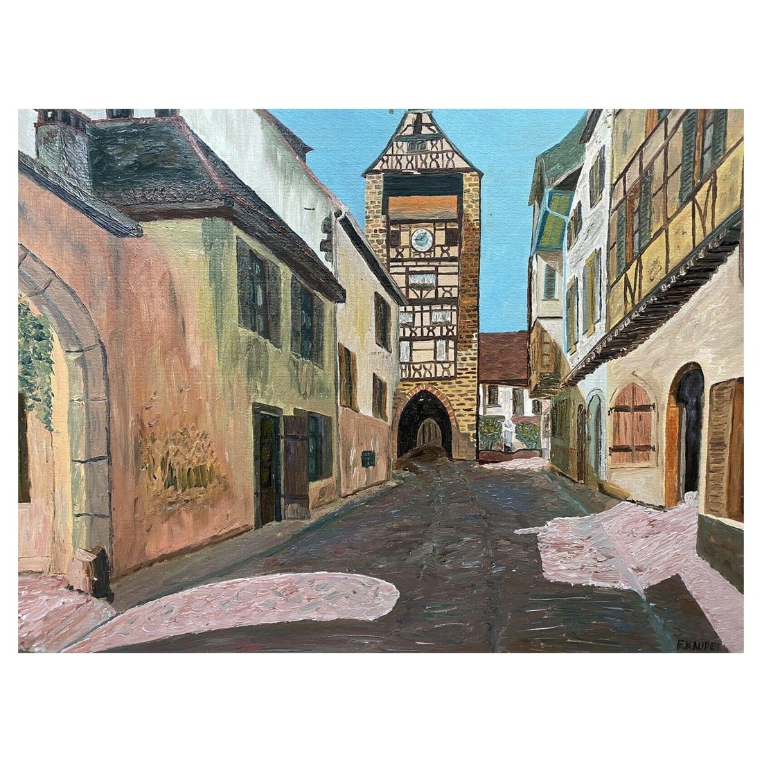 Fernand Audet French Impressionist Oil, Old French Town Buildings, Mid-20th Century - 10