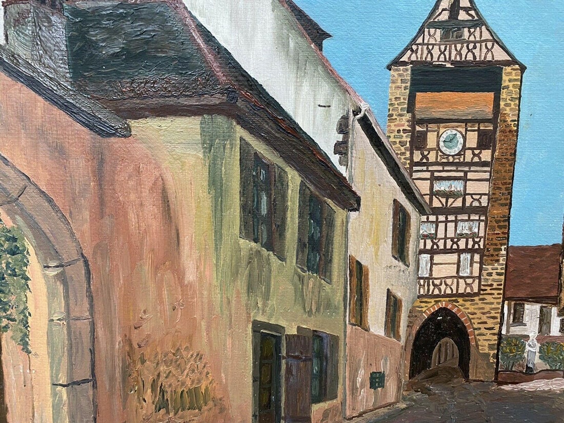 Fernand Audet French Impressionist Oil, Old French Town Buildings, Mid-20th Century - 12