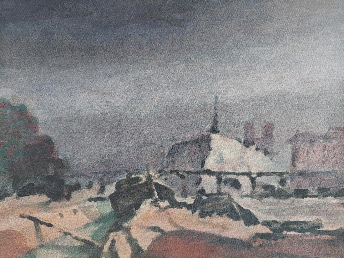 French Modernist Cubist Painting Storm Approaching Paris, 21st Century - 6