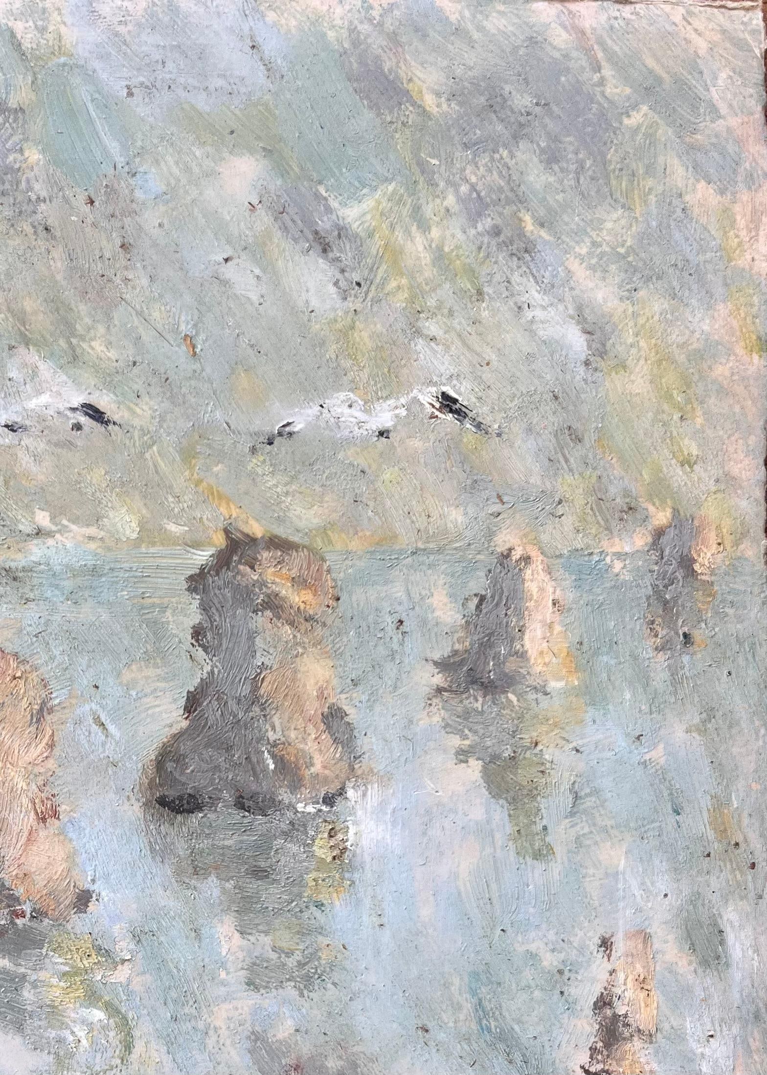 Fanch Lel; French Impressionist Oil Painting of French Seascape with Gulls and Sea Stacks, 1996 - 12
