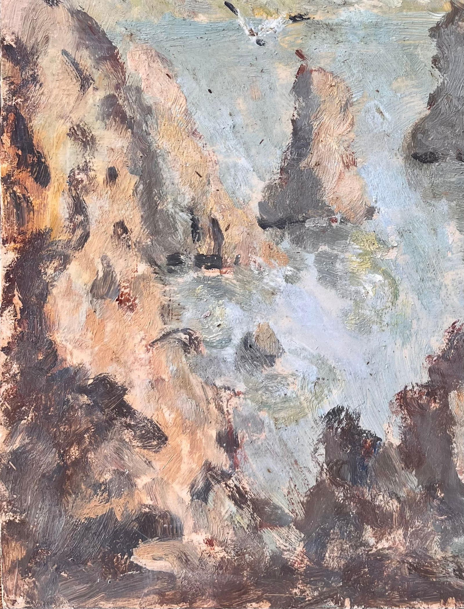 Fanch Lel; French Impressionist Oil Painting of French Seascape with Gulls and Sea Stacks, 1996 - 2