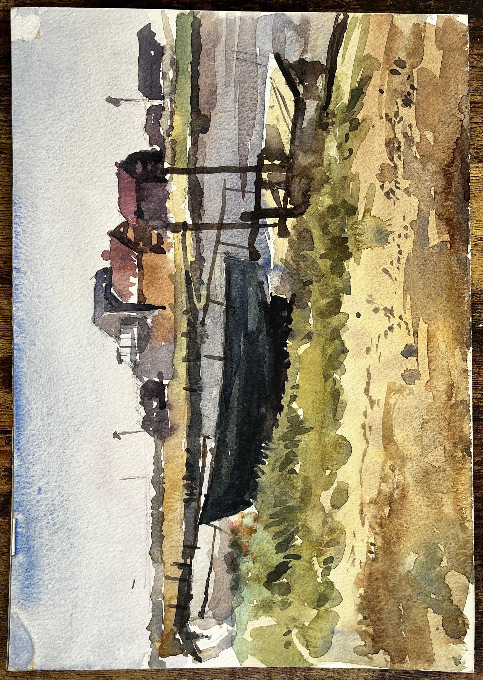 Anthony Herbert; Original Watercolour Blakesley Quay Suffolk Coastal Buildings and Sand Scene, 1993 - 14