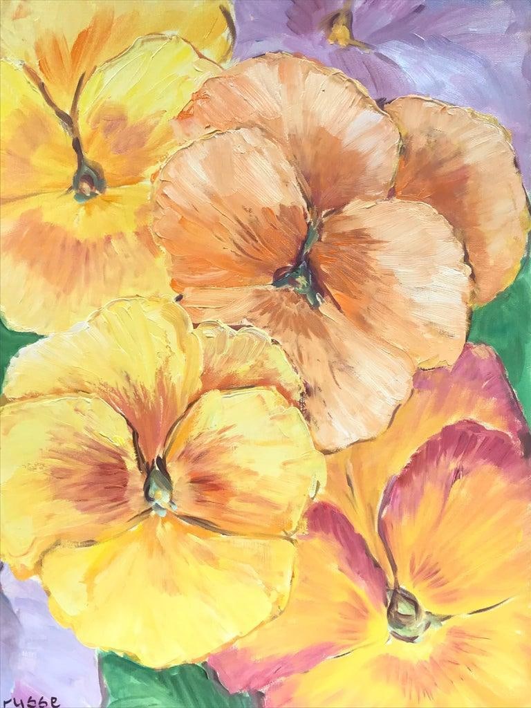 Bright & Colorful French Impressionist Oil Painting, Orange & Yellow Flowers, 2000 - 3