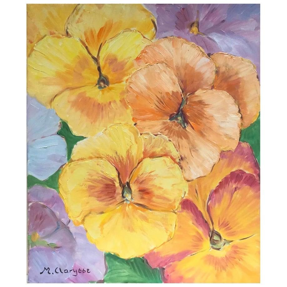 Bright & Colorful French Impressionist Oil Painting, Orange & Yellow Flowers, 2000 - 4