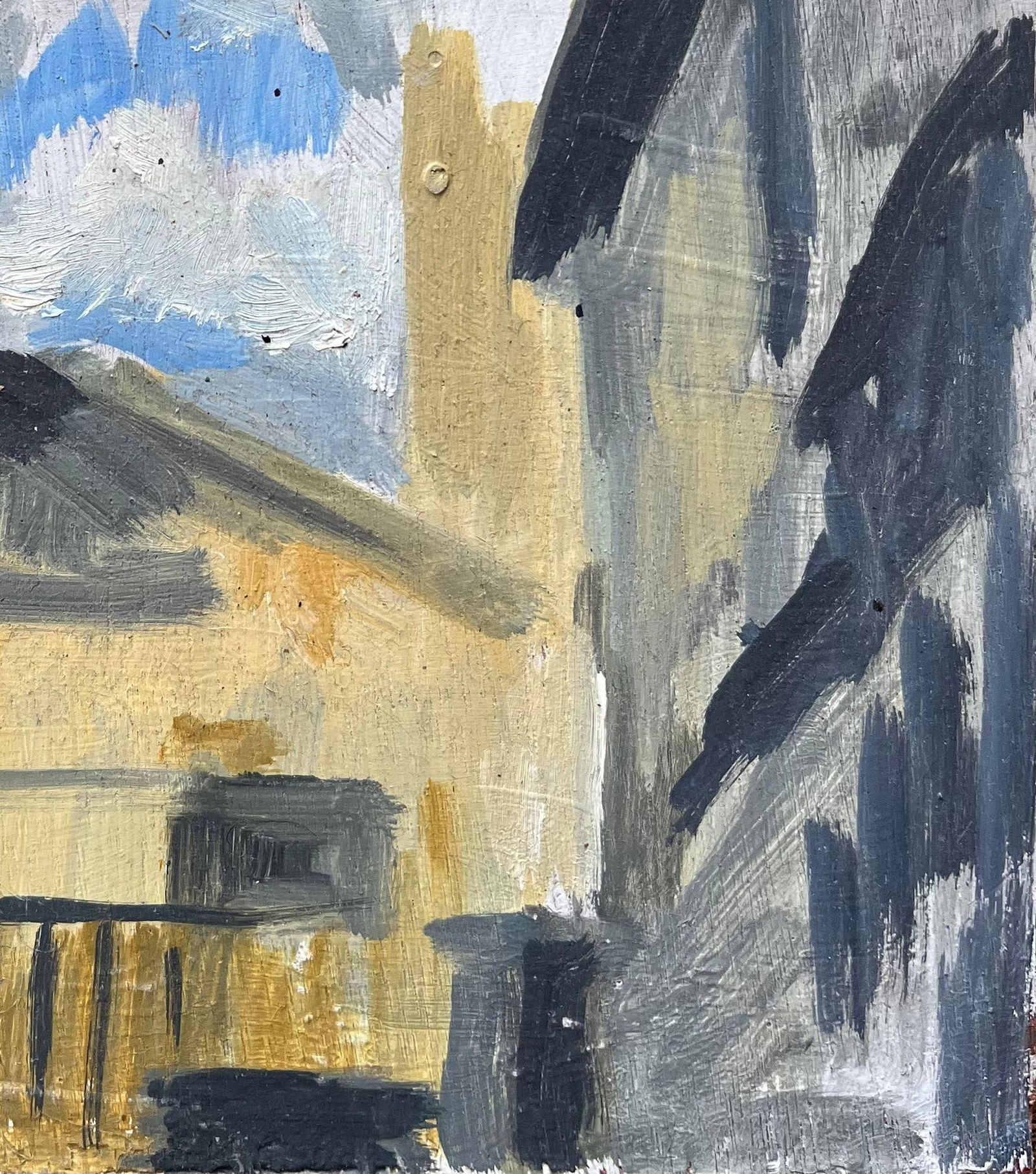 Bernadette Kelly; Modern French Oil Painting Architectural Street Scene with Expressive Sky - 3