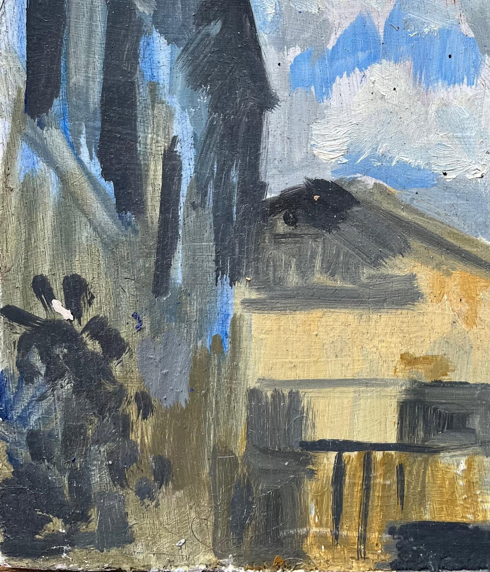 Bernadette Kelly; Modern French Oil Painting Architectural Street Scene with Expressive Sky - 9