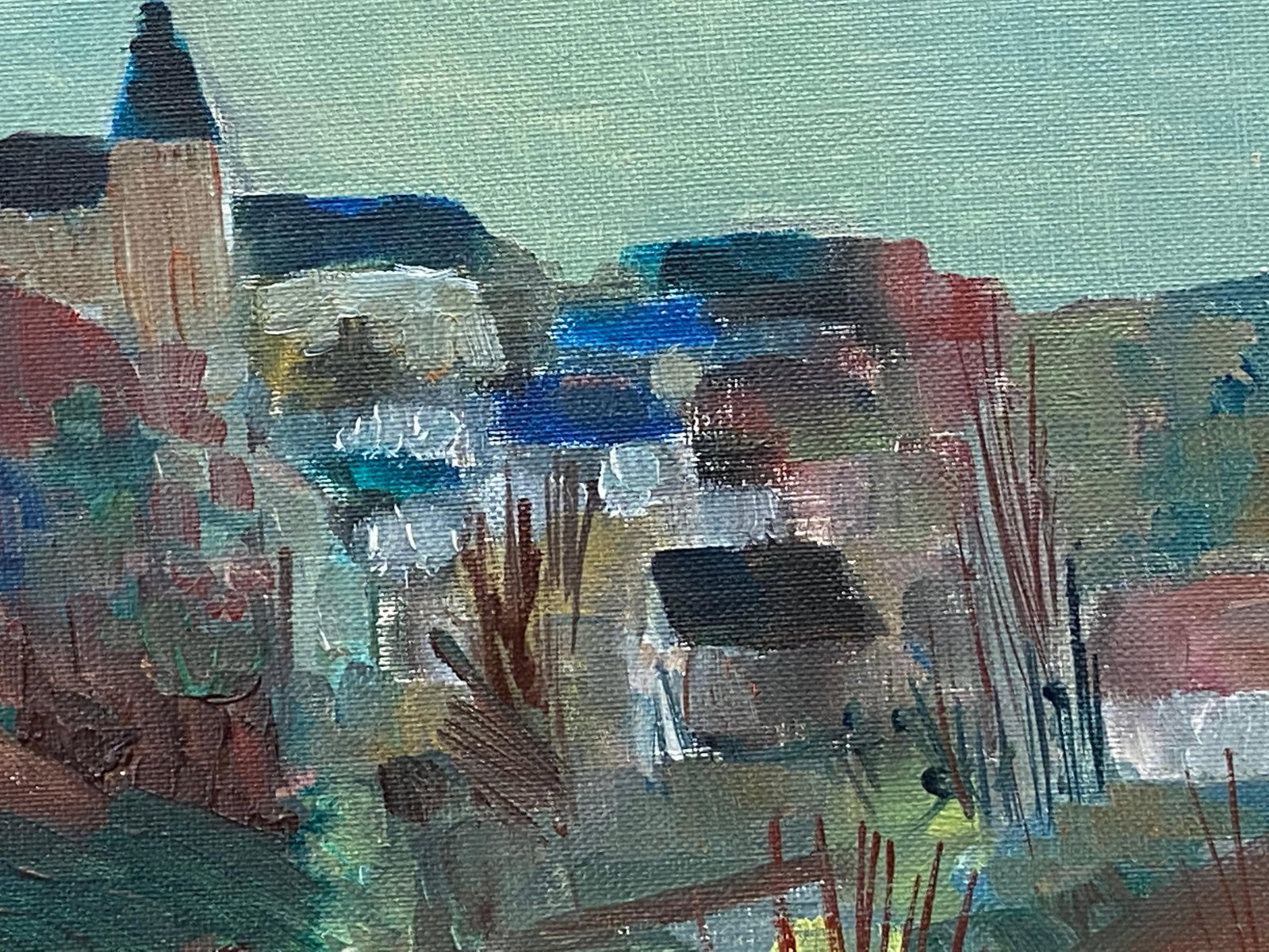 1950's French Modernist/Cubist Painting Signed, French Landscape, 20th Century - 17