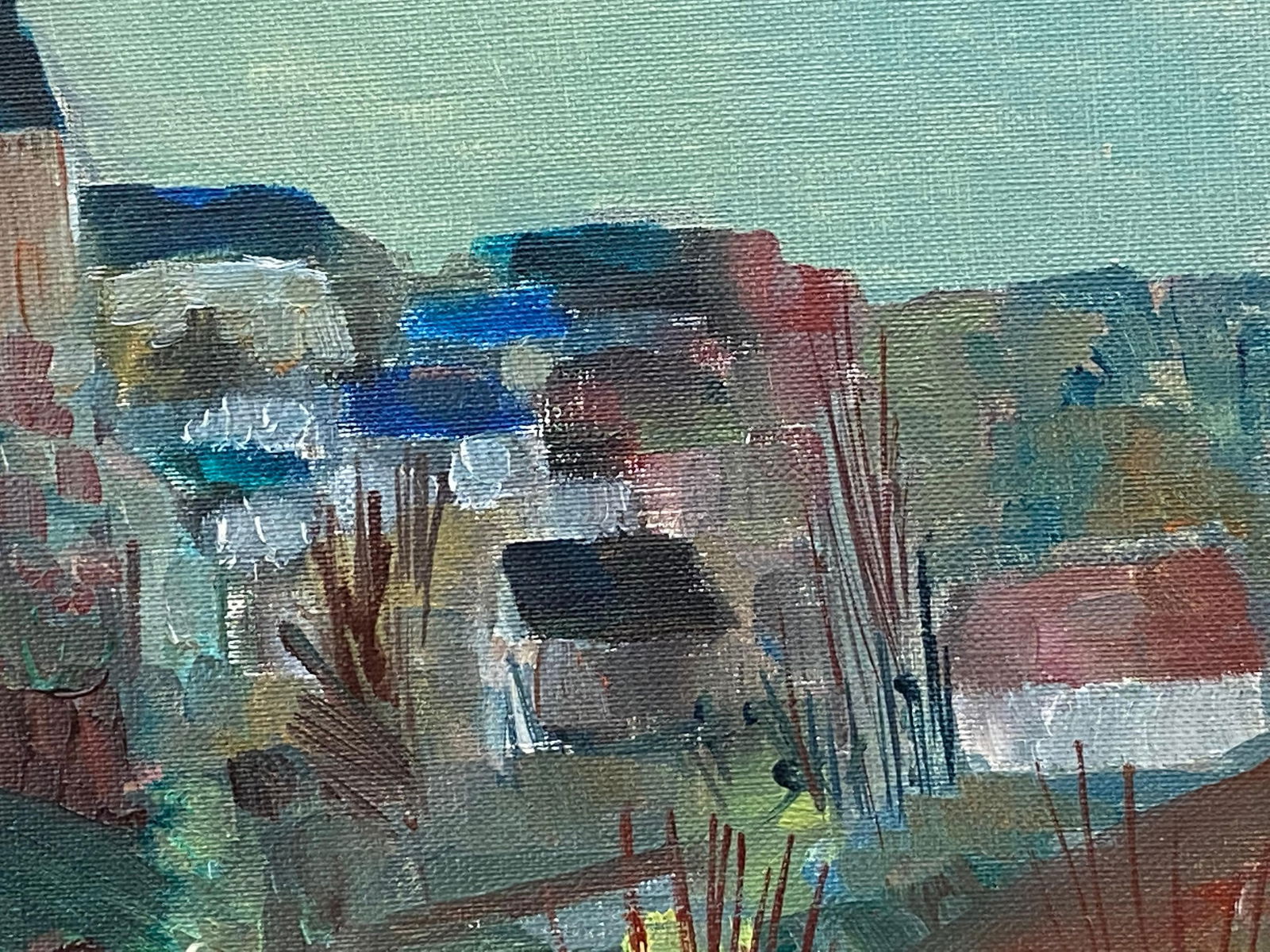 1950's French Modernist/Cubist Painting Signed, French Landscape, 20th Century - 4